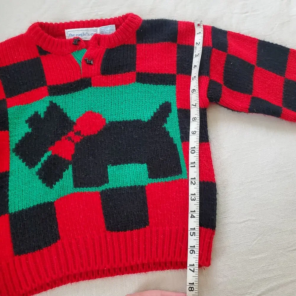 Vintage Scotty Checkerboard Knit Sweater kids 7/8